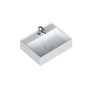 Lavabo lavatrucco monoforo Domus Falerii bianco lucido 60x46 cm installazione sospesa o da appoggio