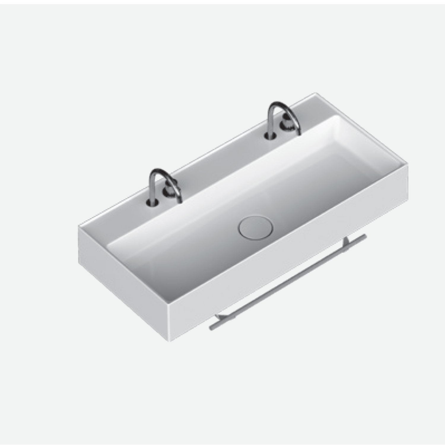 Lavabo lavatrucco doppio rubinetto Domus Falerii 100x46 cm installazione sospesa o da appoggio