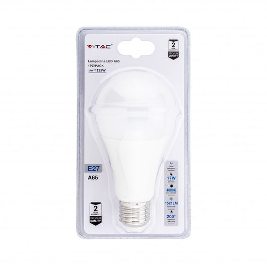 Lampadina LED E27 17W A65 4000K (Blister 1 Pezzo)