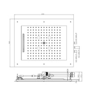 Soffione doccia acciaio inox cromo Bossini Frame Multifunzione 60x50 cm 3 getti, uno nebulizzato