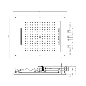 Soffione doccia acciaio inox cromo Bossini Frame Multifunzione 60x50 cm 4 getti