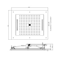 Soffione doccia acciaio inox cromo Bossini Frame Multifunzione 60x50 cm 4 getti, uno kneipp