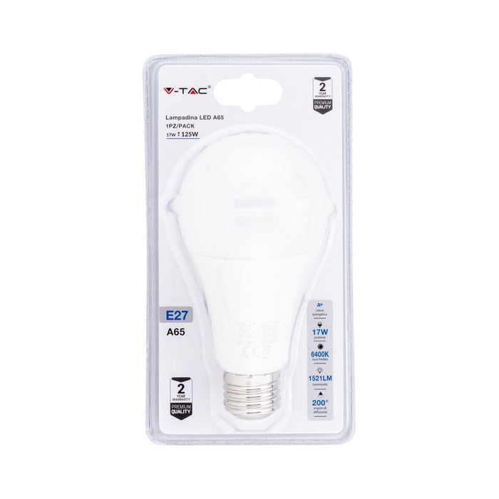 Lampadina LED E27 17W A65 6400K (Blister 1 Pezzo)