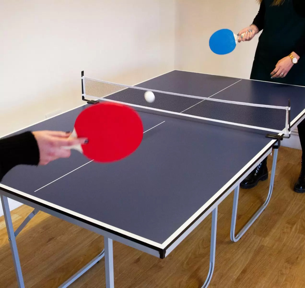 Tavolo da Ping Pong Pieghevole 76,5x102,5x181 cm con Kit Racchette e Palline