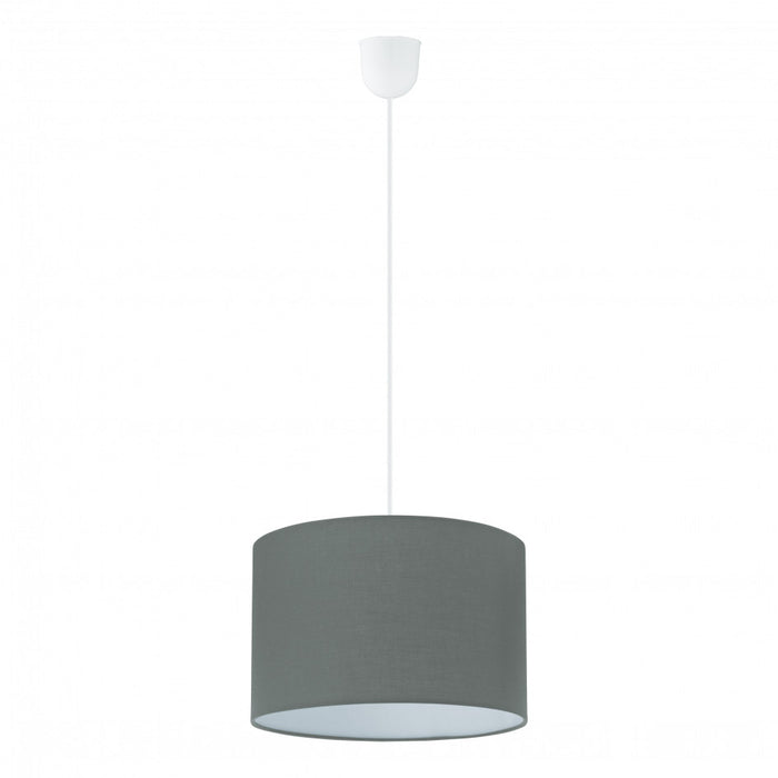 Lampada a Sospensione Rossano Eglo Interno Soffitto 60 W E27 Tessuto Bianco Colore: Antracite