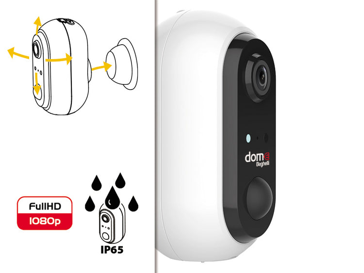 Smart Camera da Esterno Beghelli FullHD Wi-Fi Videocamera a Batteria Domotica