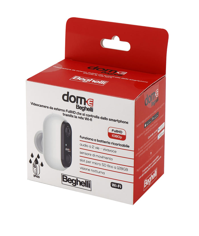 Smart Camera da Esterno Beghelli FullHD Wi-Fi Videocamera a Batteria Domotica