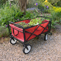 Carretto Carrello Giardinaggio Pieghevole Rimorchio Carriola da Giardino Rosso