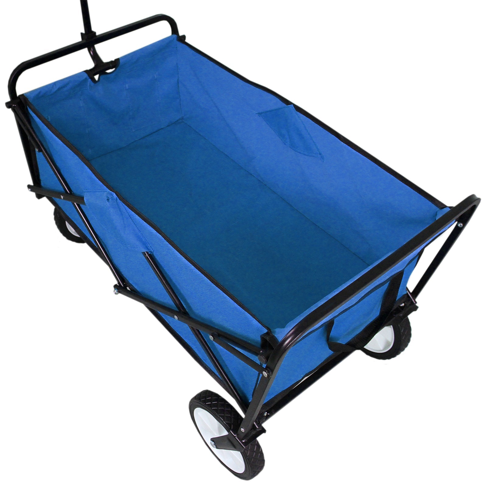 Carretto Carrello Giardinaggio Pieghevole Rimorchio Carriola da Giardino Blu