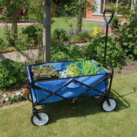 Carretto Carrello Giardinaggio Pieghevole Rimorchio Carriola da Giardino Blu