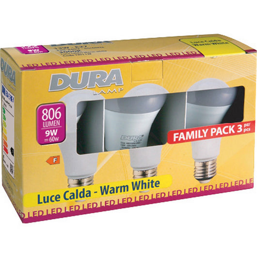 6pz led set 3 goccia 9w e27 lumen 806-3000k calda 2843