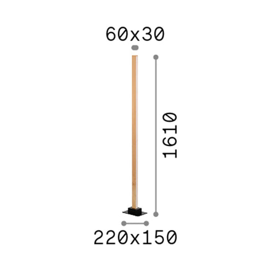 Piantana Industrial-Minimal Craft Legno Marrone Led 26W 3000K Luce Calda