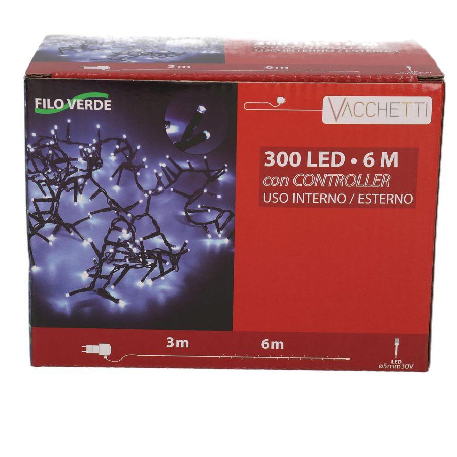 Luce filo 300 led multicolore controller cm 600 al. fissa uso esterno