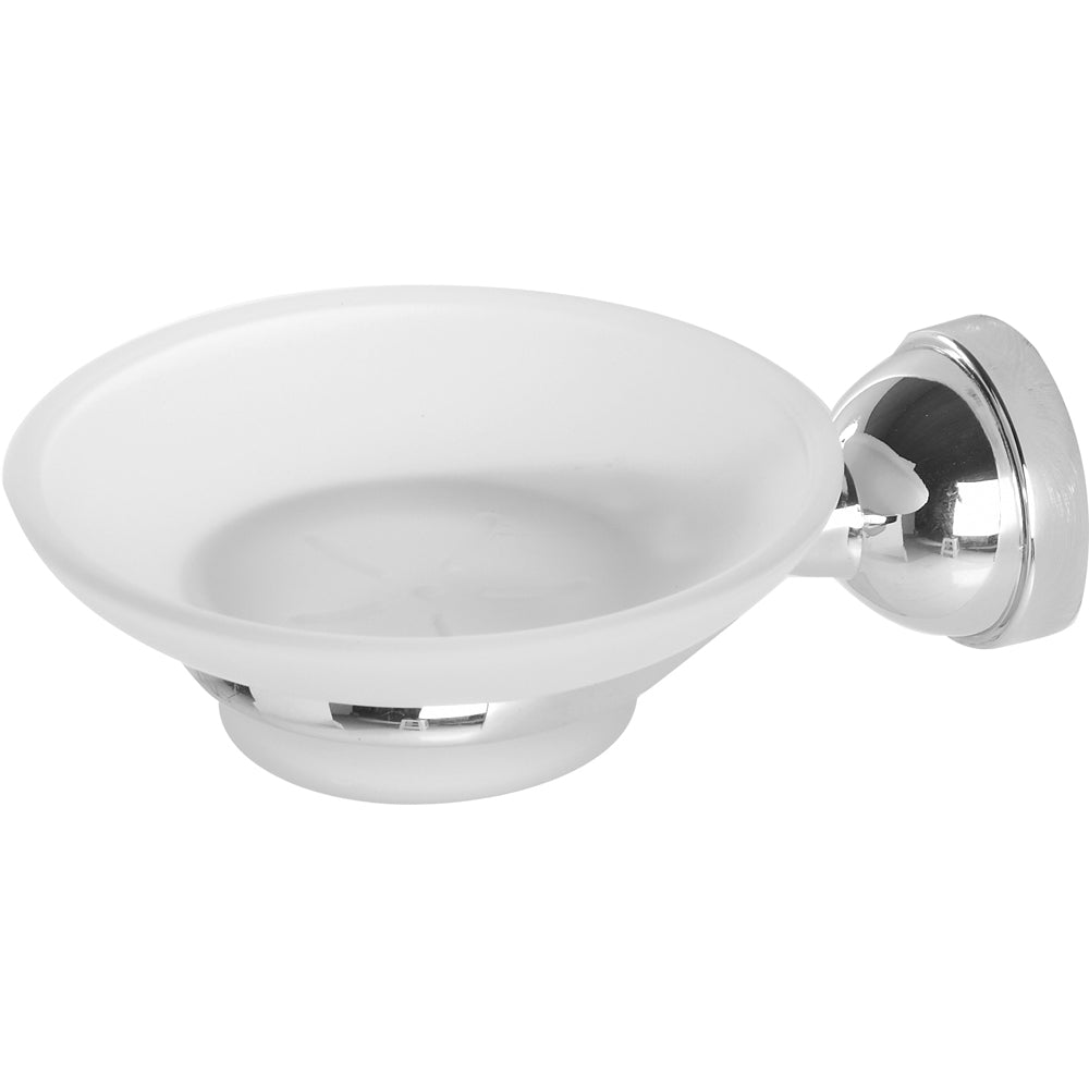 Set accessori bagno 6 pezzi acciaio cromato e vetro satinato stile moderno