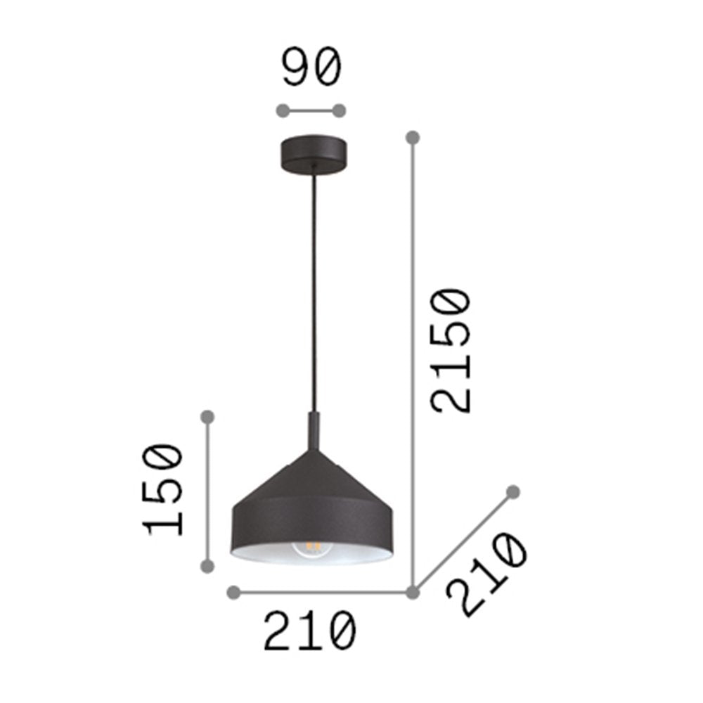 Sospensione Industrial-Minimal Yurta Metallo Bianco 1 Luce E27 D21