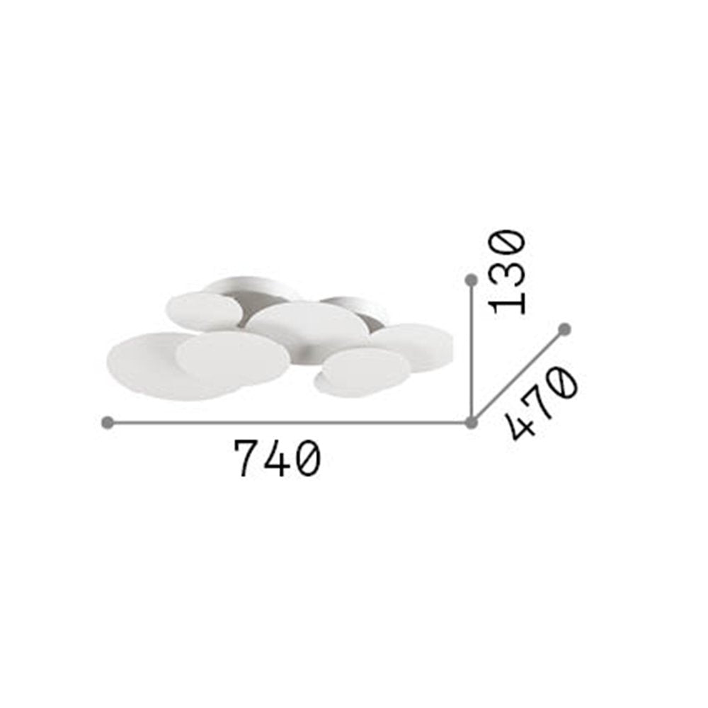 Plafoniera Moderna Cloud Metallo Bianco Led 46W 3000K Luce Calda