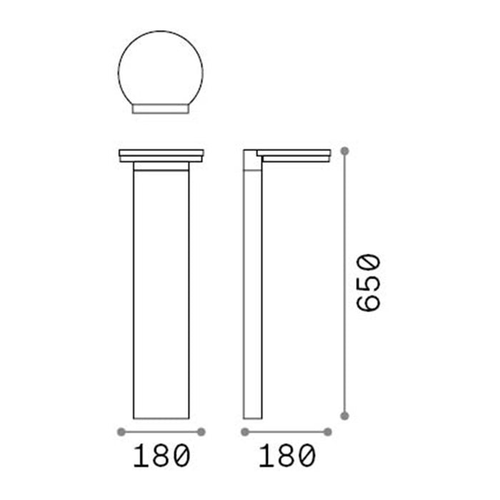 Paletto Da Esterno Round Path Alluminio Antracite Led 10W 3000K Luce Calda