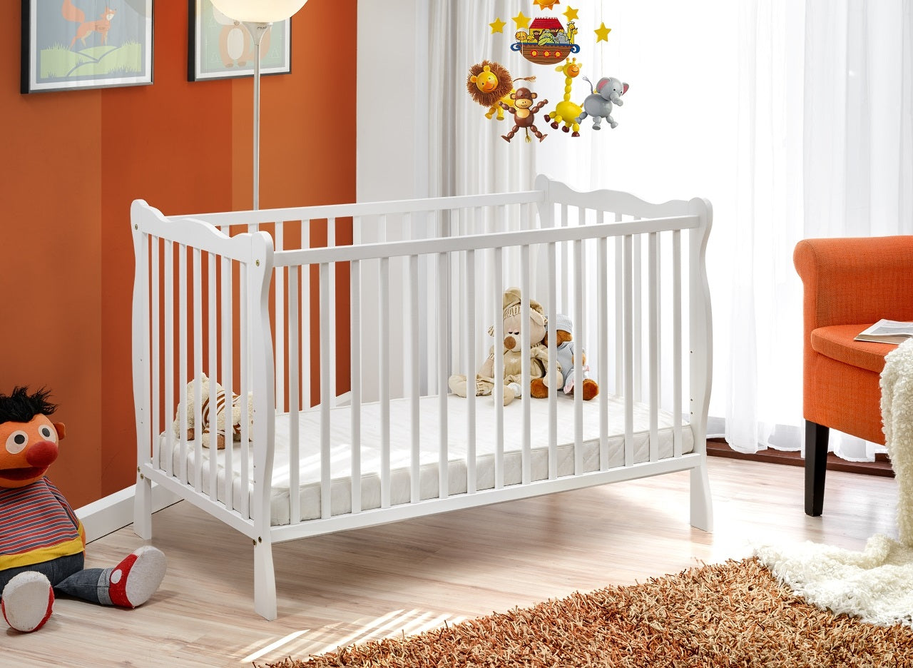 Letto culla bambini neonati 124x82x71 Cm in legno di pino Ala colore Bianco