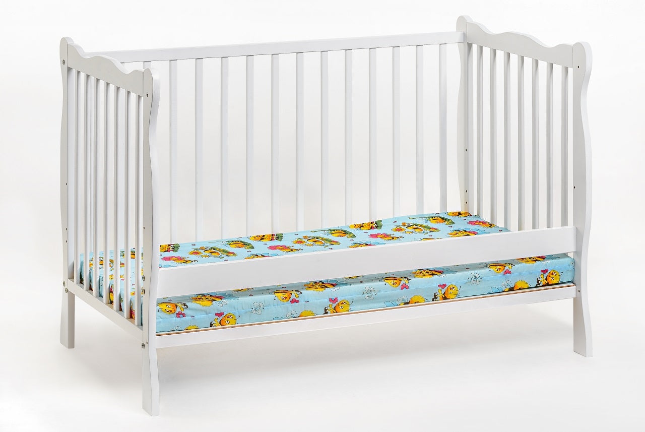 Letto culla bambini neonati 124x82x71 Cm in legno di pino Ala colore Bianco