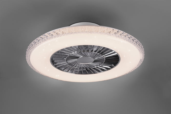 Ventilatore con Lampada Plafoniera Led Soffitto effetto Cristallo Harstad GD Trio