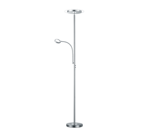 Lampada Piantana 2 Luci Tonde Acciaio Moderna 18W H 180 cm Ackbar GD Trio