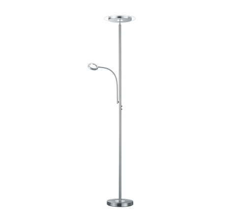 Lampada Piantana 2 Luci Tonde Acciaio Moderna 18W H 180 cm Ackbar GD Trio