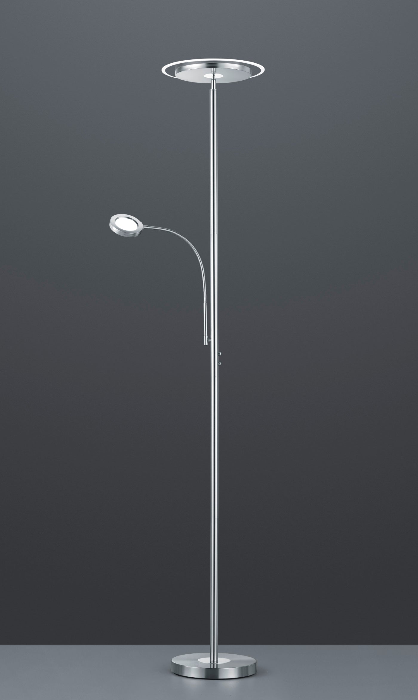 Lampada Piantana 2 Luci Tonde Acciaio Moderna 18W H 180 cm Ackbar GD Trio