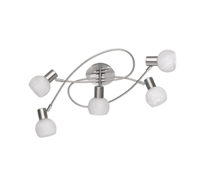 Plafoniera Soffitto Led Interno Girandola 5 Spots Luci Acciaio Antibes GD Trio