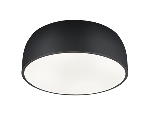 Plafoniera Led Soffitto Tonda Moderna 4 Luci E27 Nera Baron GD Trio