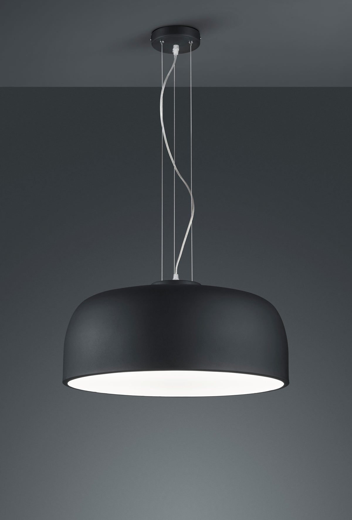 Lampada Sospensione Tonda Moderna 4 Luci Lampadario Nero Baron GD Trio