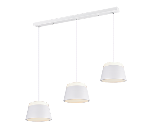 Lampada Sospensione Interno 3 Coni Luci Doppio Diffusore Bianco Baroness GD Trio