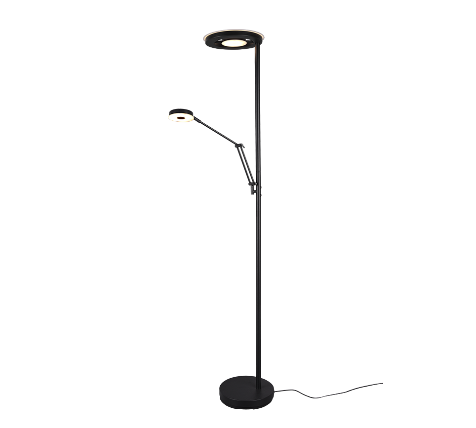 Lampada Piantana Led da Lettura 2 Luci 32 W Dimmer Nero Barrie GD Trio