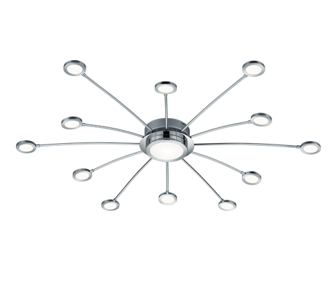 Plafoniera Led Soffitto Interno Cromata 12 luci + 1 Telcomando Bodrum GD Trio