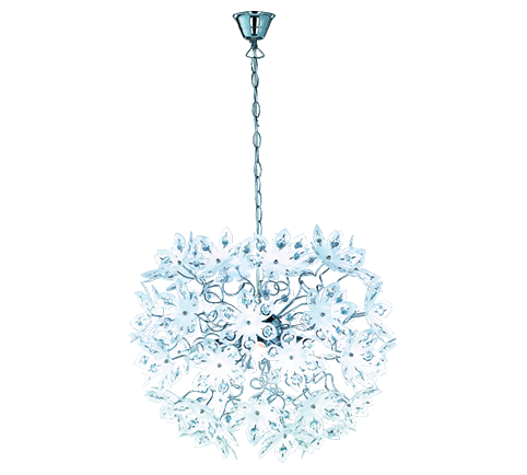 Lampada Sospensione Interno Fiori Trasparenti 3 Luci Cromo Blowball GD Trio