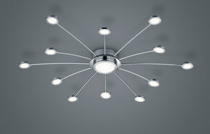 Plafoniera Led Soffitto Interno Cromata 12 luci + 1 Telcomando Bodrum GD Trio