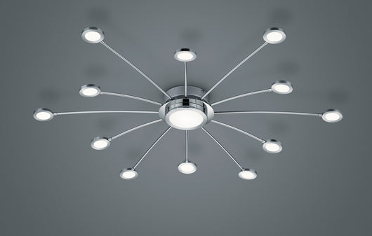 Plafoniera Led Soffitto Interno Cromata 12 luci + 1 Telcomando Bodrum GD Trio