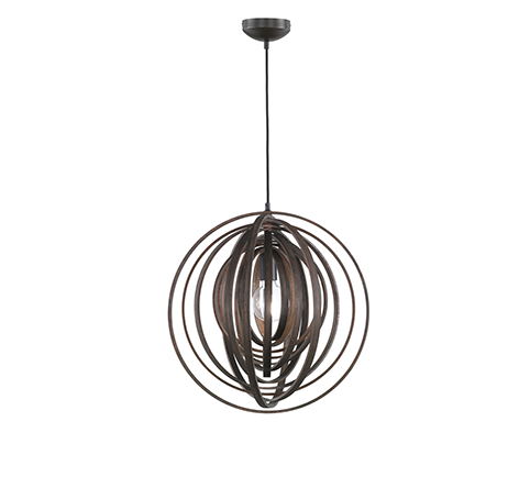 Lampada Sospensione Interno Sfera Cerchi di Legno Marrone 6W Boolan GD Trio