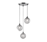 Lampada Sospensione Interno 3 Vetri Trasparente Fume Clooney GD Trio