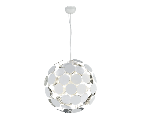 Lampada Sospensione Sfere Piatte Tonde Bianco Argento Discalgo GD Trio