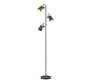 Lampada Piantana 160 cm 3 Diffusori Orientabili Nero Oro Edward GD Trio