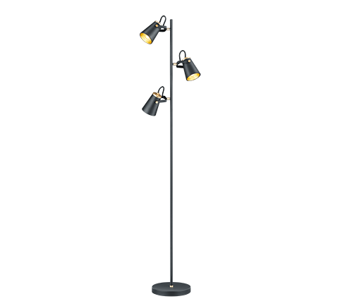 Lampada Piantana 160 cm 3 Diffusori Orientabili Nero Oro Edward GD Trio