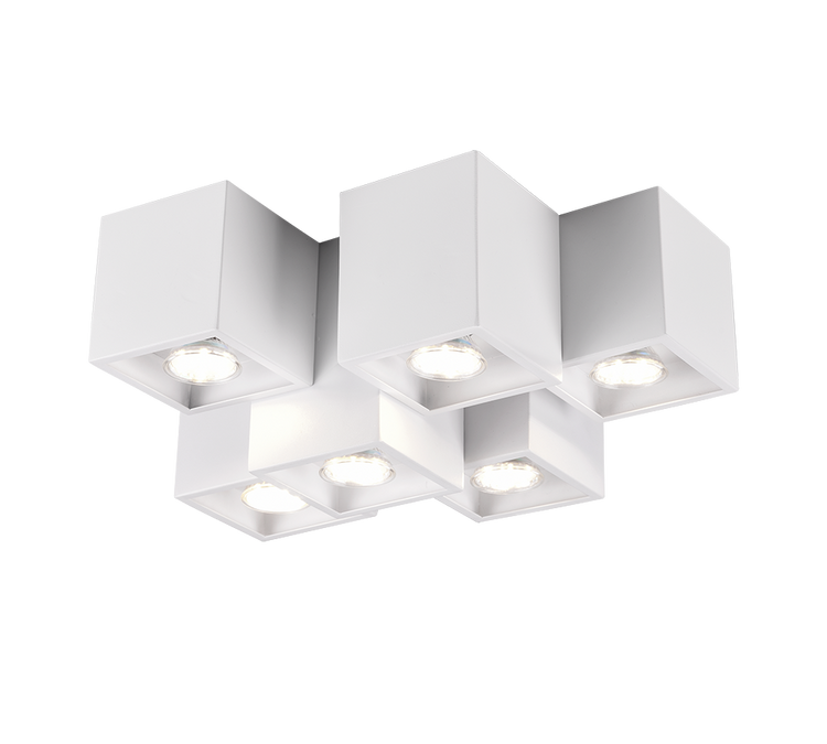 Plafoniera Soffitto Interno 6 Cubi Bianchi Moderni GU10 5W Fernando GD Trio