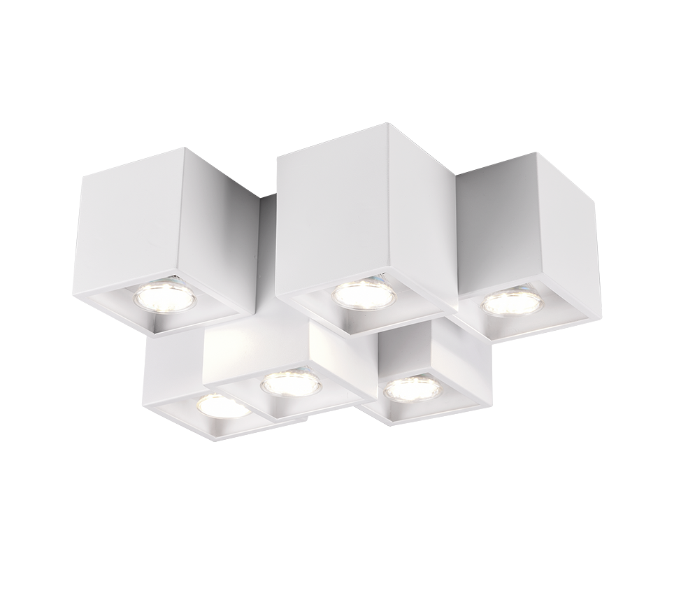 Plafoniera Soffitto Interno 6 Cubi Bianchi Moderni GU10 5W Fernando GD Trio