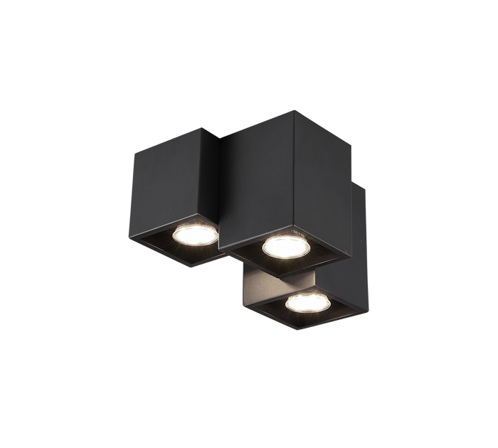 Plafoniera Soffitto Interno 3 Cubi Neri Moderni GU10 5W Fernando GD Trio