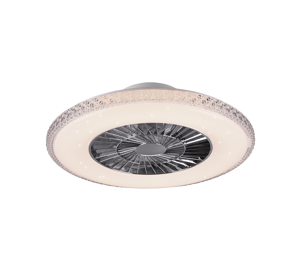 Ventilatore con Lampada Plafoniera Led Soffitto effetto Cristallo Harstad GD Trio