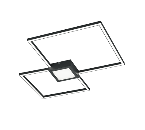 Plafoniera Led Interno Parete Soffitto 2 Quadrati Dimmer Antracite Hydra GD Trio