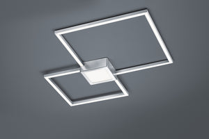 Plafoniera Led Interno Parete Soffitto 2 Quadrati Dimmer Acciaio Hydra GD Trio