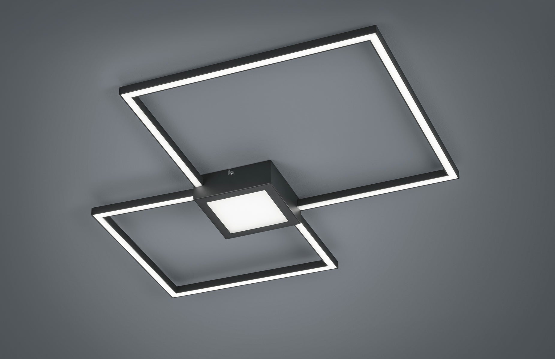 Plafoniera Led Interno Parete Soffitto 2 Quadrati Dimmer Antracite Hydra GD Trio