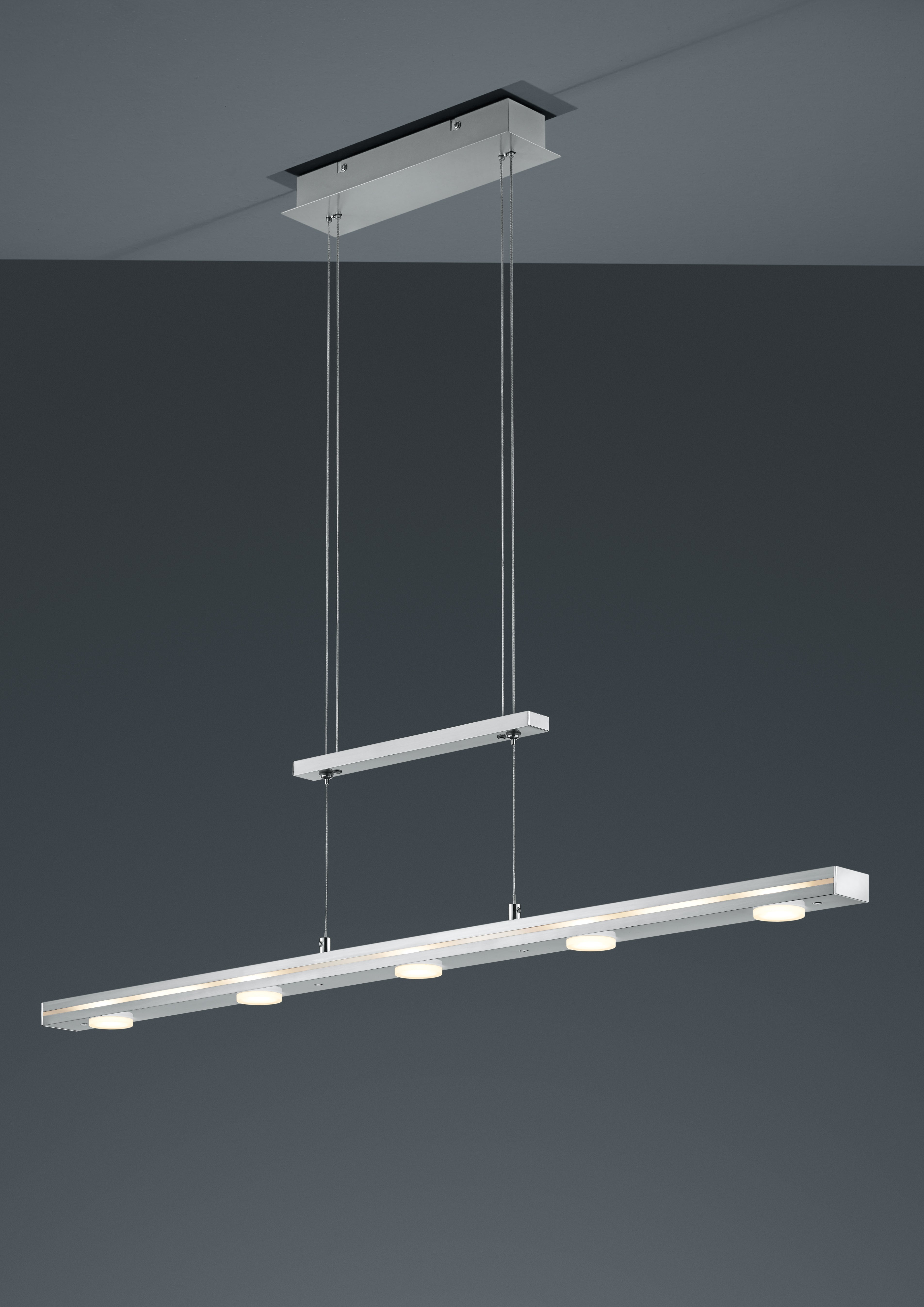 Lampada Sospensione Interno Led 7 Luci Bidirezionali Acciaio Lacal GD Trio