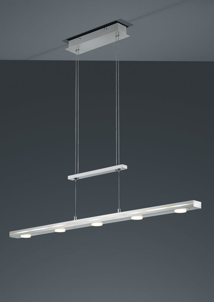 Lampada Sospensione Interno Led 7 Luci Bidirezionali Acciaio Lacal GD Trio